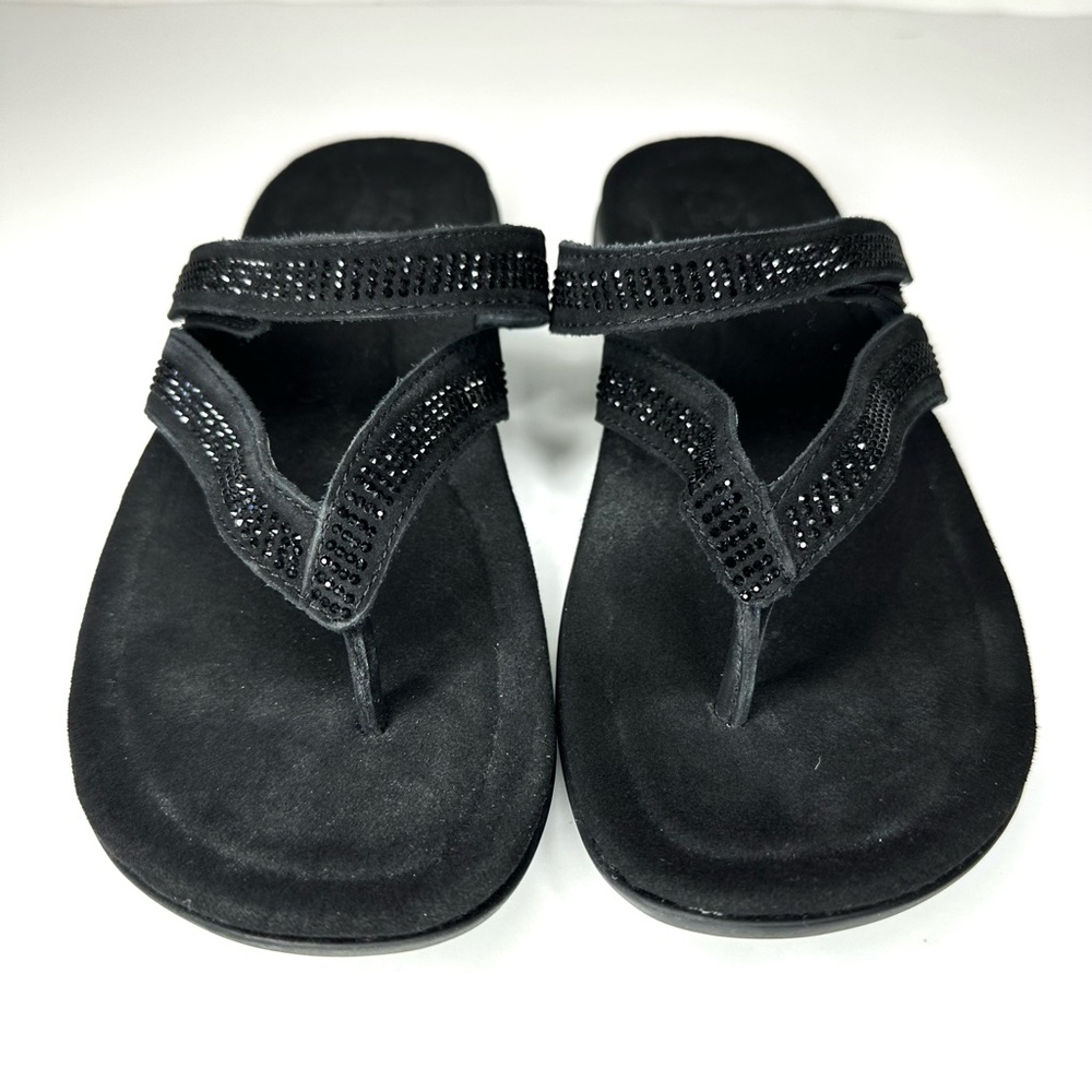 ABEO Black Leather Rhinestone Sandals 7N